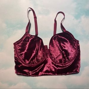 Very Sexy Long Line Burgundy Balconet Velvet Bra